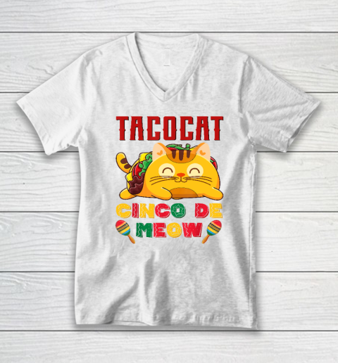 Cinco De Meow Taco Cat, Mexican Cinco De Mayo Cat Lovers V-Neck T-Shirt