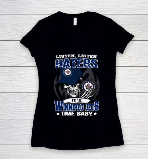 Listen Haters It is JETS Time Baby NHL Women's V-Neck T-Shirt
