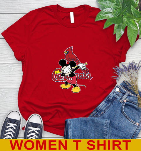 St.Louis Cardinals MLB Baseball Dabbing Mickey Disney Sports Women's T-Shirt 10
