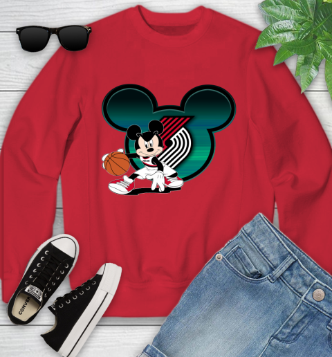 NBA Portland Trail Blazers Mickey Mouse Disney Basketball Youth Sweatshirt 9