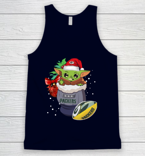 Green Bay Packers Christmas Baby Yoda Star Wars Funny Happy NFL Tank Top 3