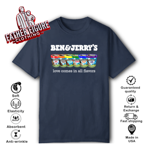 mxlj pride ben and jerryamp 39 s love comes in all flavors classic t shirt 2 front navy