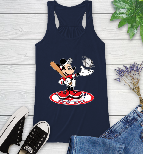 MLB Baseball Boston Red Sox Cheerful Mickey Disney Shirt Racerback Tank 11