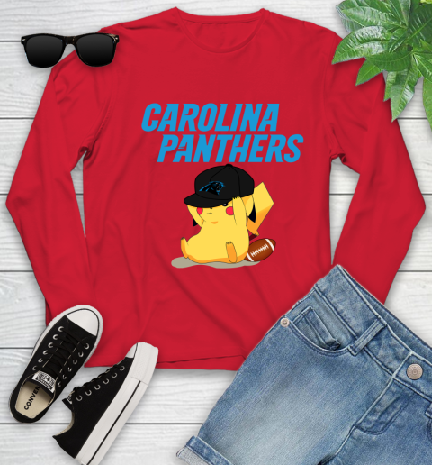 NFL Pikachu Football Sports Carolina Panthers Youth Long Sleeve 11