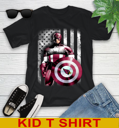 Arizona Cardinals NFL Football Captain America Marvel Avengers American Flag Shirt Youth T-Shirt
