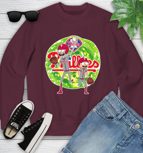 MLB Philadelphia Phillies Rick And Morty Baseball Sports Youth Sweatshirt 6 MLB Philadelphia Phillies Rick And Morty Baseball Sports Youth Sweatshirt - Image 6