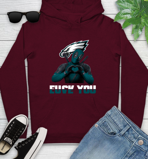NHL Philadelphia Eagles Deadpool Love You Fuck You Football Sports Youth Hoodie 7
