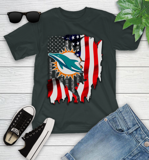 Miami Dolphins NFL Football American Flag Youth T-Shirt 6