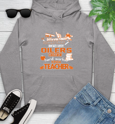 Edmonton Oilers NHL I'm A Difference Making Student Caring Hockey Loving Kinda Teacher Youth Hoodie 6