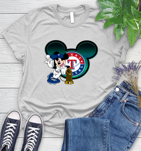 MLB Texas Rangers The Commissioner's Trophy Mickey Mouse Disney Women's T-Shirt