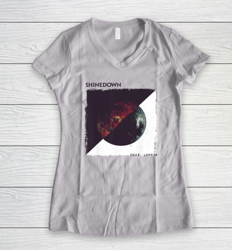 Shinedown Planet Zero White Women's V-Neck T-Shirt