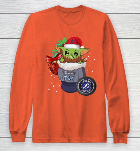 Tampa Bay Lightning Christmas Baby Yoda Star Wars Funny Happy NHL Long Sleeve T-Shirt 5