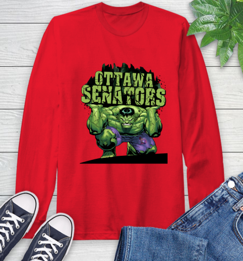 Ottawa Senators NHL Hockey Incredible Hulk Marvel Avengers Sports Long Sleeve T-Shirt 10