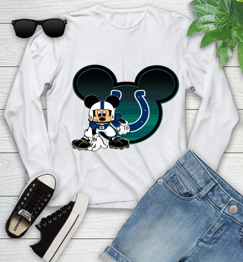 NFL Indianapolis Colts Mickey Mouse Disney Football T Shirt Youth Long Sleeve