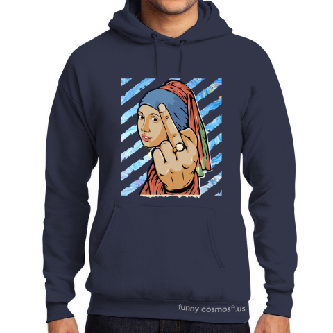 Girl with a Pearl Earring Middle Finger Funny T Shirt To Matching White Light Blue Shirts Jördan 1 To My First Coach Funny T Shirt