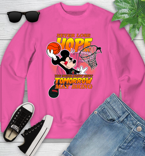 Miami Heat NBA Basketball Mickey Disney Never Lose Hope Youth Sweatshirt 6