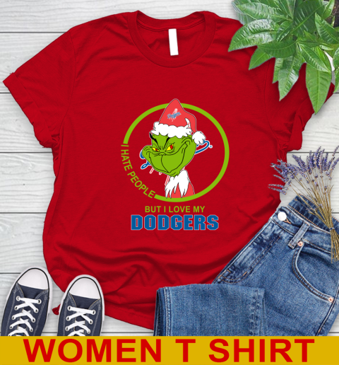 Los Angeles Dodgers MLB Christmas Grinch I Hate People But I Love My Favorite Baseball Team Women's T-Shirt 10