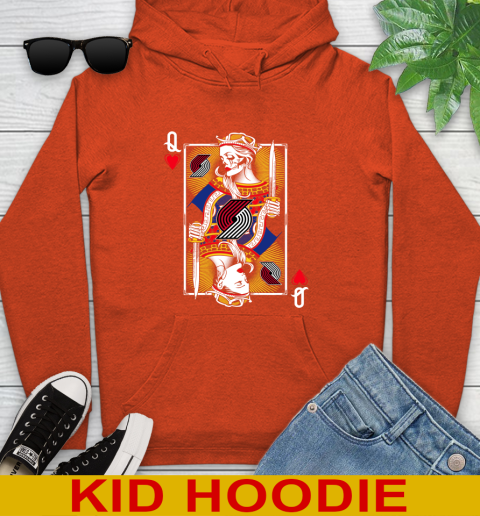 NBA Basketball Portland Trail Blazers The Queen Of Hearts Card Shirt Youth Hoodie 4