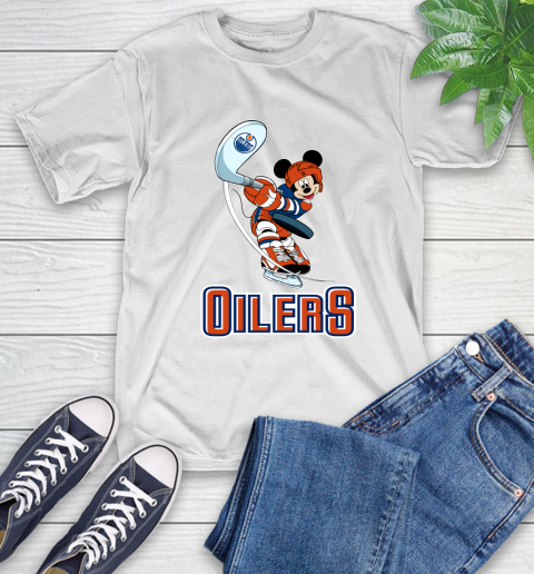 NHL Hockey Edmonton Oilers Cheerful Mickey Mouse Shirt T-Shirt - Image 3