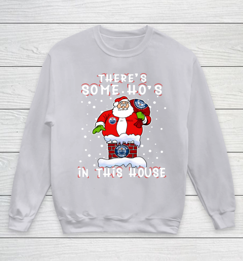 Edmonton Oilers Christmas There Is Some Hos In This House Santa Stuck In The Chimney NHL Youth Sweatshirt 3