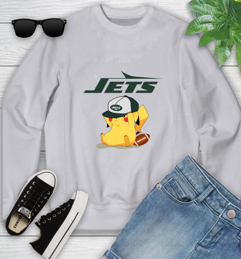 NFL Pikachu Football Sports New York Jets Youth Sweatshirt 4