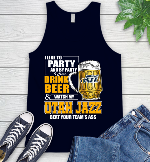 NBA Drink Beer and Watch My Utah Jazz Beat Your Team's Ass Basketball Tank Top 2