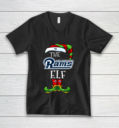 Los Angeles Rams Christmas ELF Funny NFL V-Neck T-Shirt