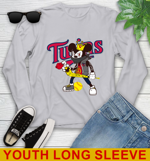 Minnesota Twins MLB Baseball Mickey Peace Sign Sports Youth Long Sleeve 6