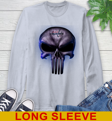 Washington Capitals NHL Hockey Punisher Skull Sports Long Sleeve T-Shirt 6