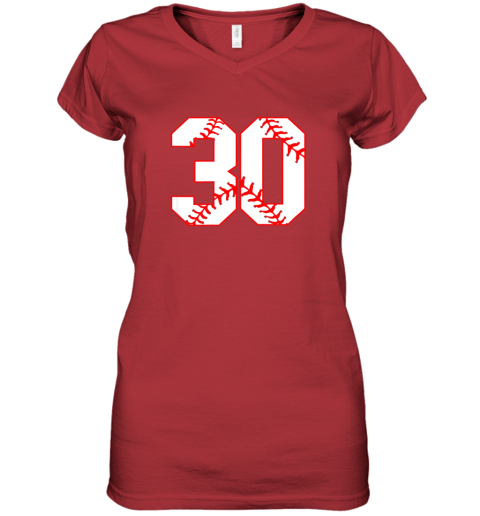 ff41 thirtieth birthday party 30th baseball shirt born 1989 women v neck t shirt 39 front red