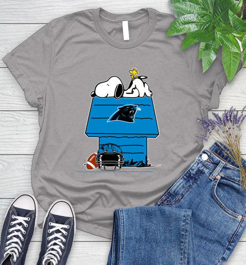 Carolina Panthers NFL Football Snoopy Woodstock The Peanuts Movie Women's T-Shirt 5
