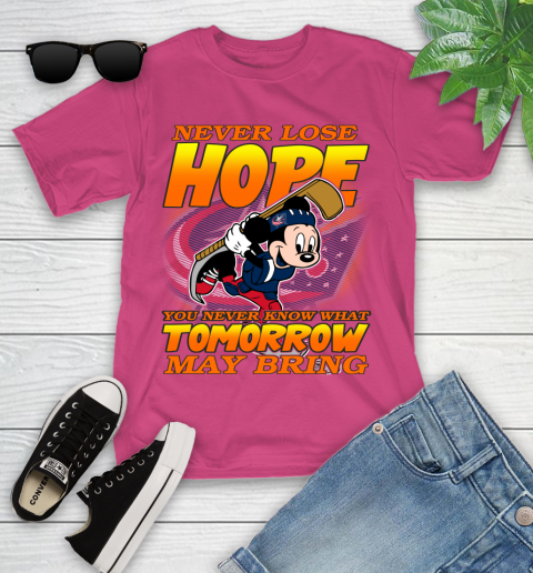Columbus Blue Jackets NHL Hockey ootball Mickey Disney Never Lose Hope Youth T-Shirt 11