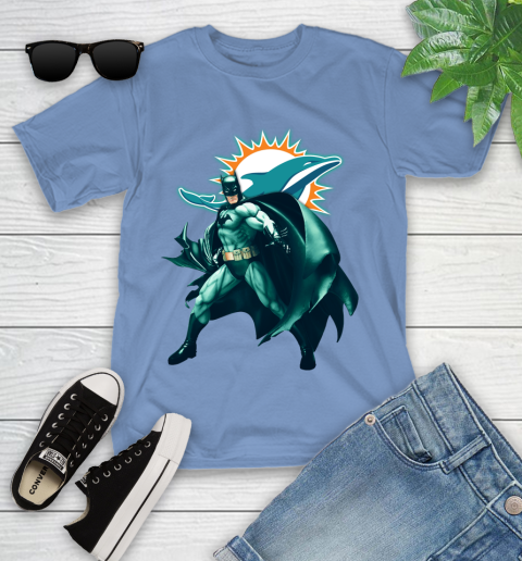 NFL Batman Football Sports Miami Dolphins Youth T-Shirt 11