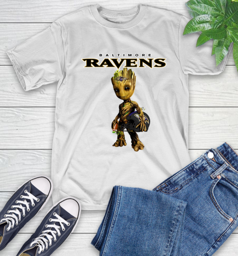 Baltimore Ravens NFL Football Groot Marvel Guardians Of The Galaxy T-Shirt