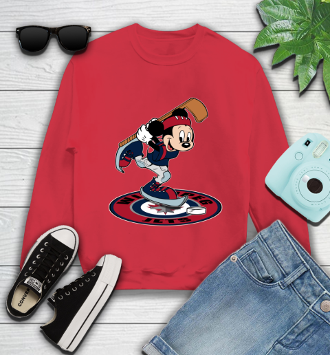 NHL Hockey Winnipeg Jets Cheerful Mickey Disney Shirt Youth Sweatshirt 8