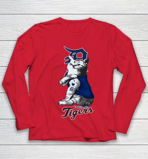MLB Baseball My Cat Loves Detroit Tigers Youth Long Sleeve 8