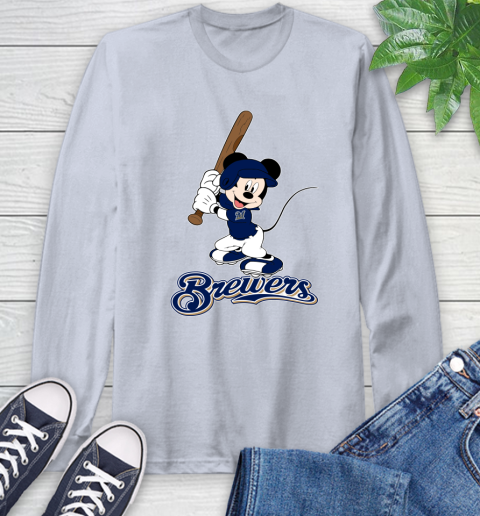 MLB Baseball Milwaukee Brewers Cheerful Mickey Mouse Shirt Long Sleeve T-Shirt 6