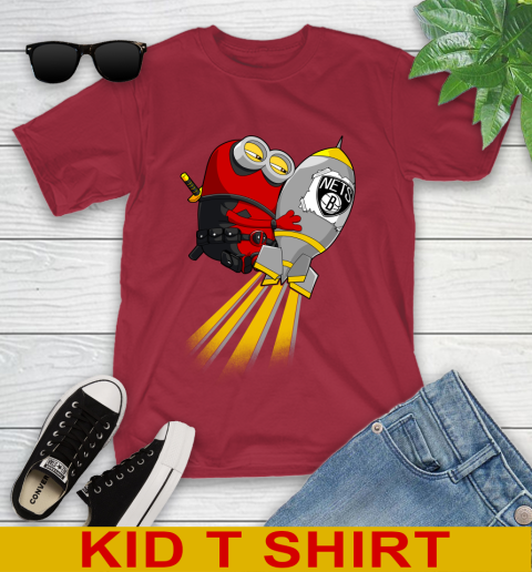 NBA Basketball Brooklyn Nets Deadpool Minion Marvel Shirt Youth T-Shirt 12