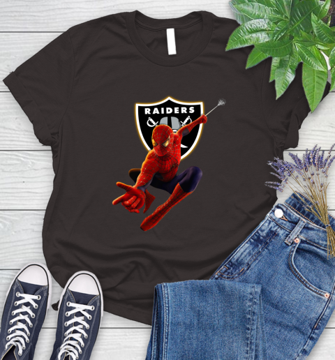 NFL Spider Man Avengers Endgame Football Oakland Raiders Women's T-Shirt 8
