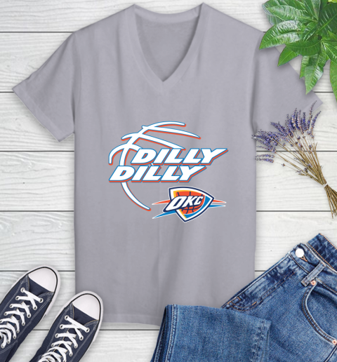 NBA Oklahoma City Thunder Dilly Dilly Basketball Sports Women's V-Neck T-Shirt 4