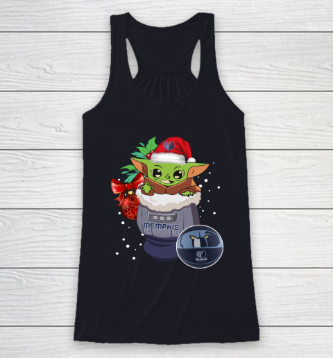 Memphis Grizzlies Christmas Baby Yoda Star Wars Funny Happy NBA Racerback Tank 8