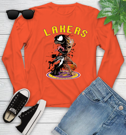 NBA Los Angeles Lakers Basketball Venom Groot Guardians Of The Galaxy Youth Long Sleeve 4