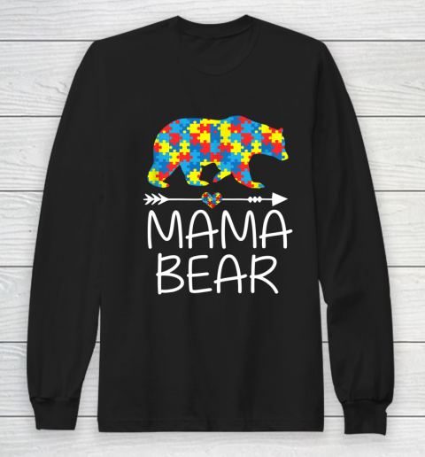Mama Bear Autism Awareness T Shirt Autism Mom Mommy Long Sleeve T-Shirt