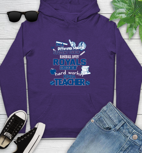 Kansas City Royals MLB I'm A Difference Making Student Caring Baseball Loving Kinda Teacher Youth Hoodie 5