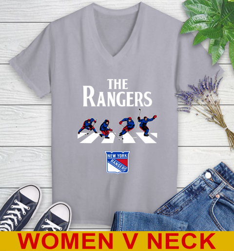 NHL Hockey New York Rangers The Beatles Rock Band Shirt Women's V-Neck T-Shirt 4