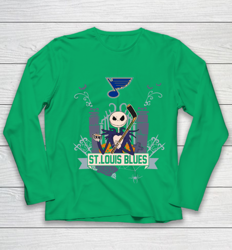 NHL St.Louis Blues Hockey Jack Skellington Halloween Youth Long Sleeve 4