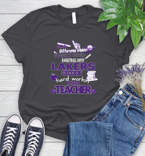 Los Angeles Lakers NBA I'm A Difference Making Student Caring Basketball Loving Kinda Teacher Women's T-Shirt 8