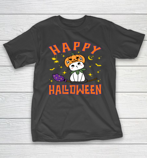Halloween Shirt For Women and Cat Happy Halloween Cat Pumpkin Cute Kitten Witch Kawaii Neko T-Shirt