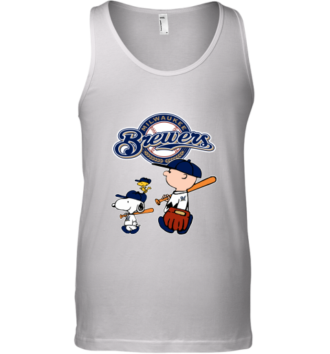 Milwaukee Brewers Let's Play Baseball Together Snoopy MLB Tank Top