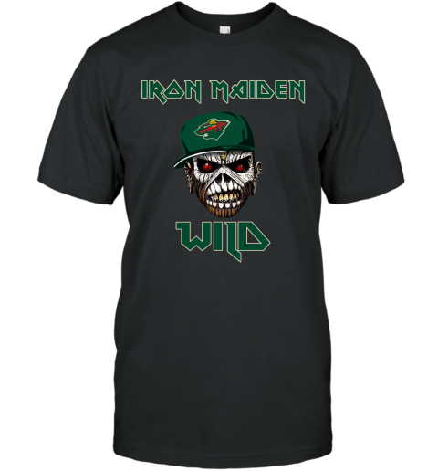 NHL Minnesota Wild Iron Maiden Rock Band Music Hockey Sports UP2xxOtFL1z classic t shirt 2 95 151514 front black